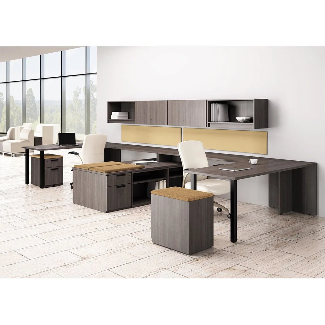 Caja de carga de muebles de madera multiplaza modular personalizada Registro Hospital Help Desk trabajos Trabajo computadora Office Desk para Personal