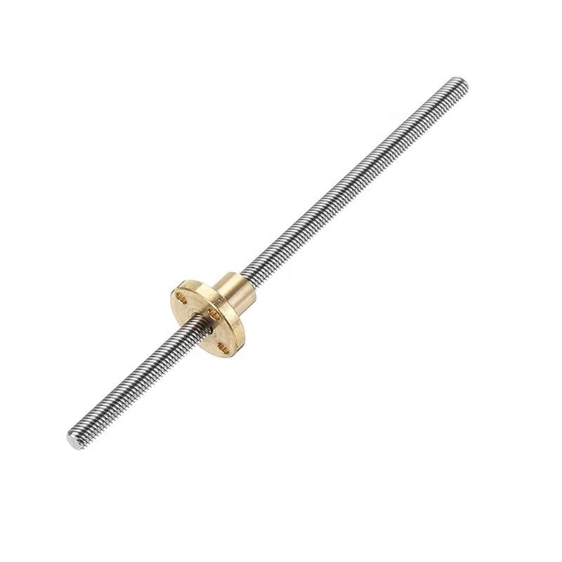 2023 New Product T8 T10 T12 T14 T16 T20 Stainless Steel CNC Trapezoidal Screw Lead Screw with Brass Nut