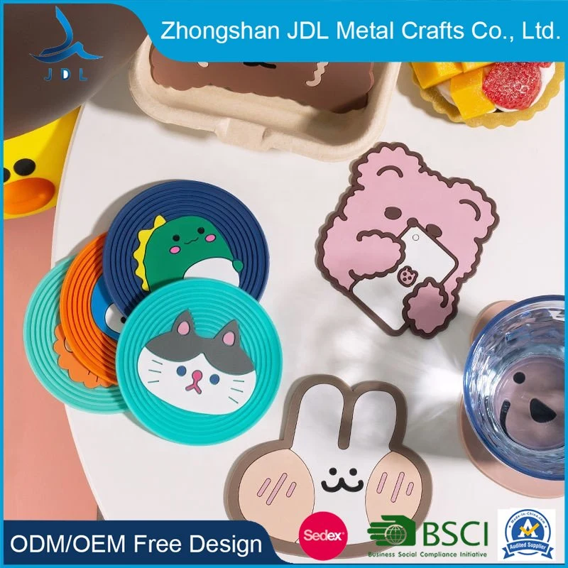 Wholesale/Supplier Round Key Chain Plastic and Book Ends Soft Silicone Cup Tablemat for Drink PVC Rubber Coaster Kitchen Items