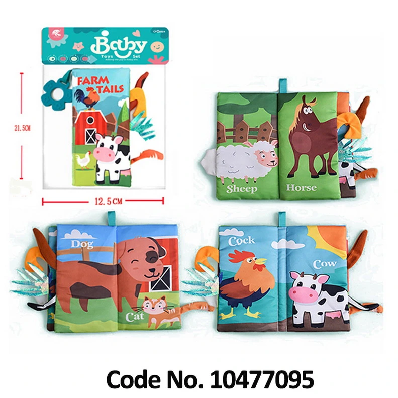 Juguetes educativos al por mayor Cola de animales suave 3D Libro de tela Para Bebés Hot Vender juguetes para bebés