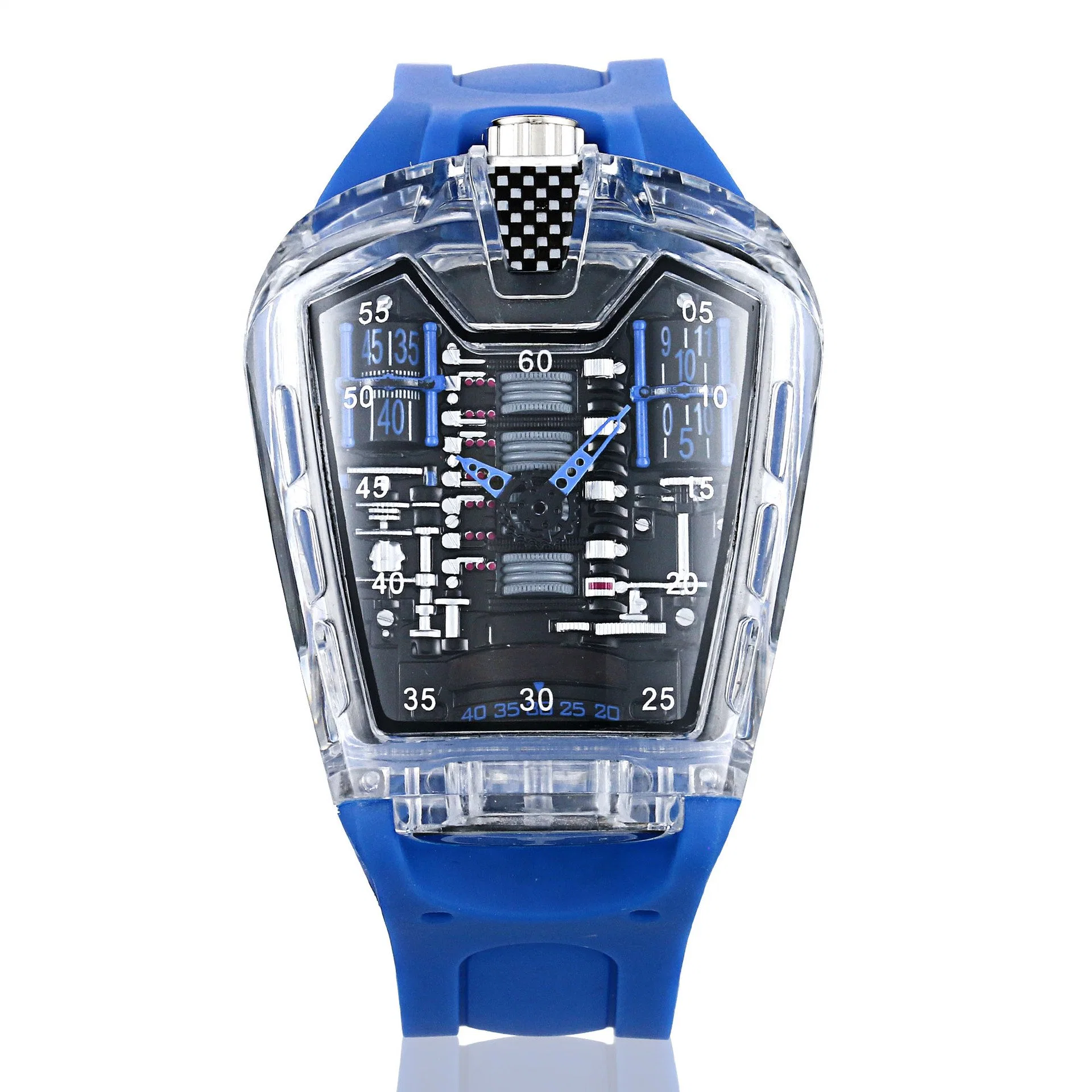 Reloj deportivo de cuarzo de silicona transparente para hombres de moda