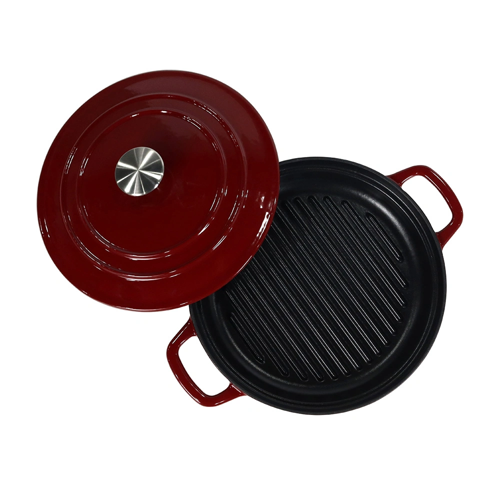 4-in-1 Cast Iron Stackable Dutch Oven Set Enameled Cookware Set