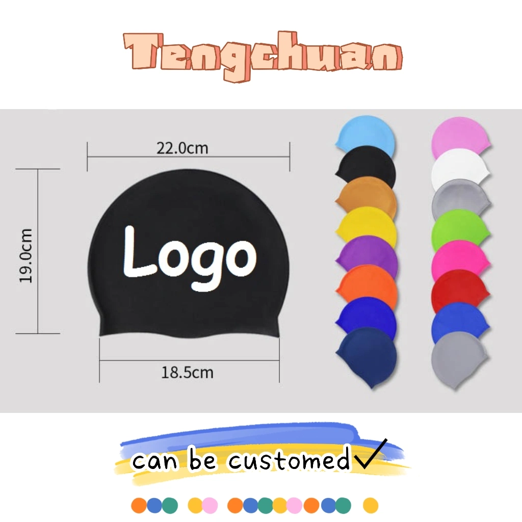 Custom Swimming Cap Silicone Women Men Waterproof Colorful Adult Custom Sports High Elastic DIY Adults Logo Print Swim Pool Hat