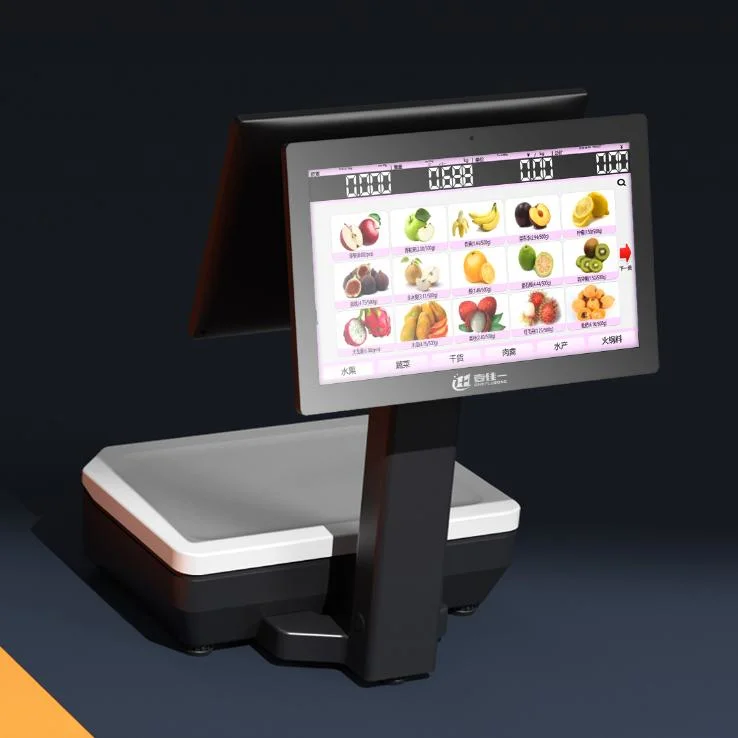 Nouveau modèle écran tactile POS ai caméra balance électronique Avec imprimante d'étiquettes code-barres 58 mm