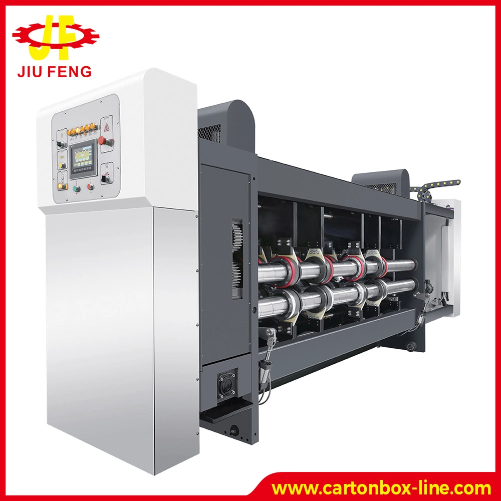 Four Colors Automatic High Speed Flexo Printer Slotter Die-Cutter Machine (Roller to Roller, Top Printing) Work Order Computerized Setup Easy Precise