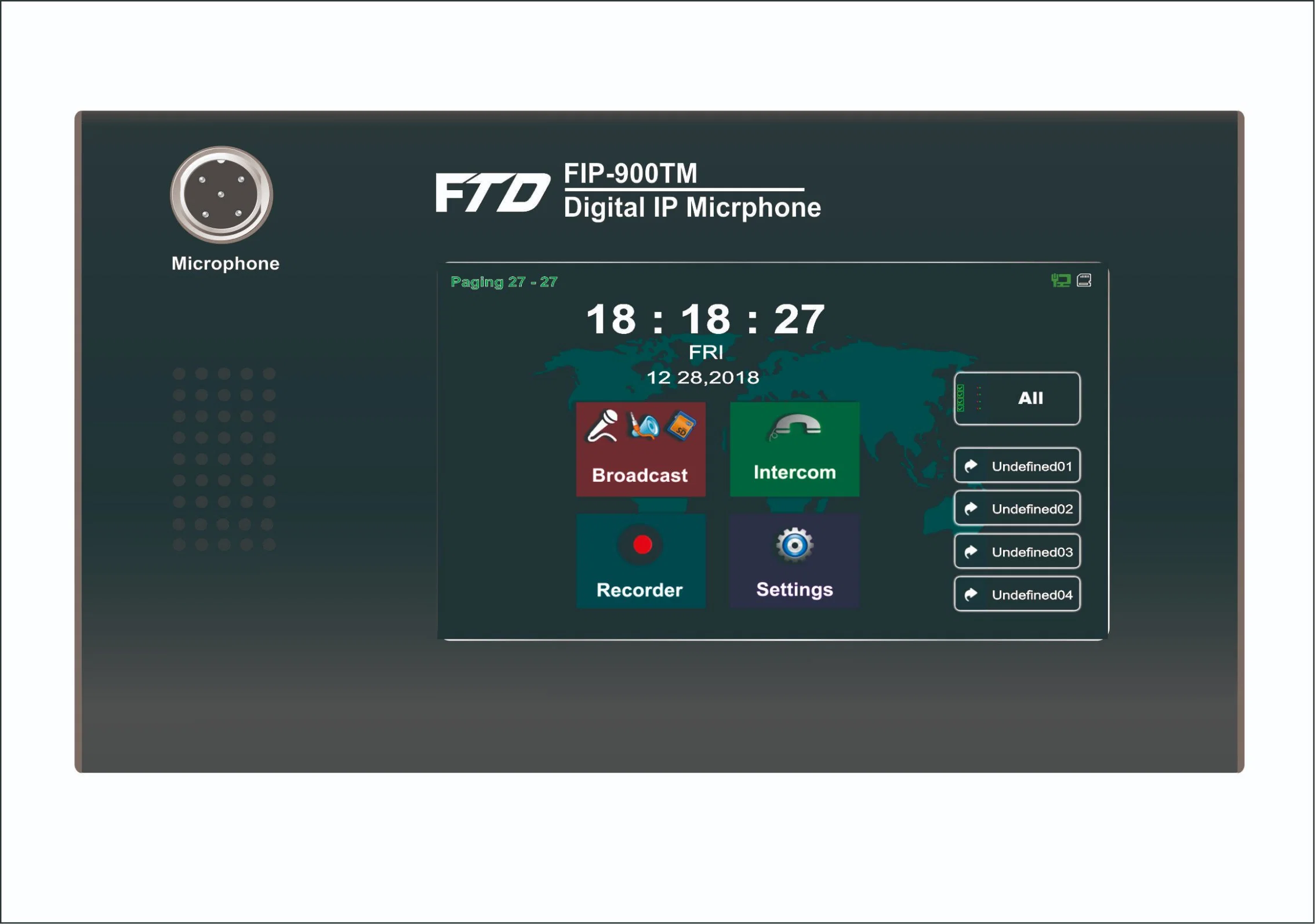 Écran tactile distant de réseau IP Microphone