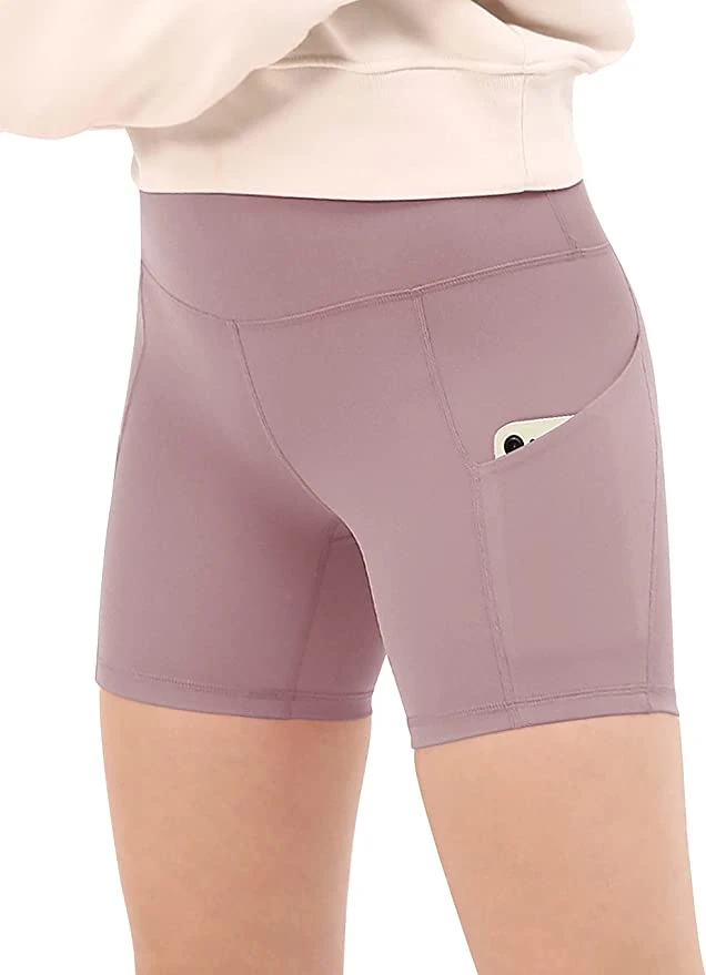 Pantalón corto biker de cintura alta premium para mujer con bolsillos Control del vientre Entrenamiento Gimnasio Atlético correr Yoga pantalones cortos ropa de vestir ropa para Precio Mayorista/Proveedor