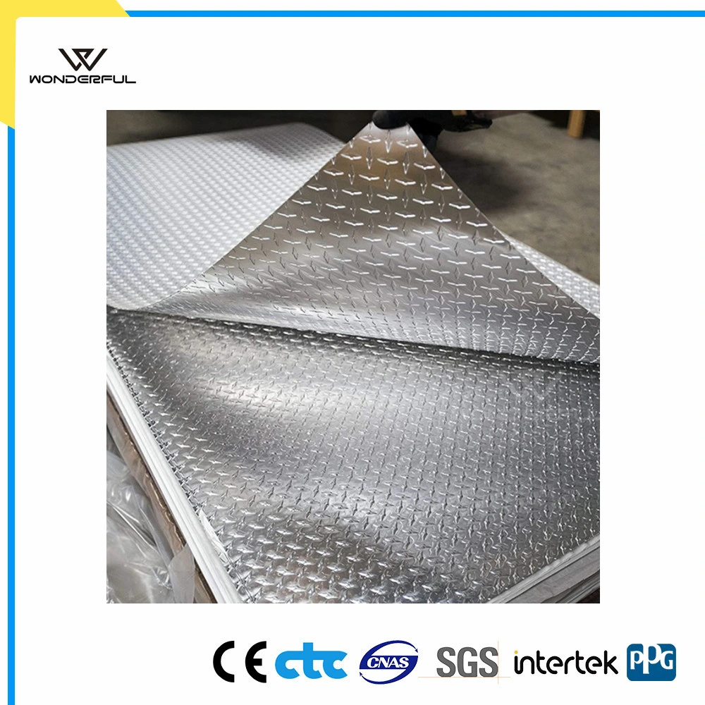 Anti-Slip Heat Insulation Anodized Stucco Embossed Diamond Pattern Aluminum Checkered Chequered Sheet for Building Decoration