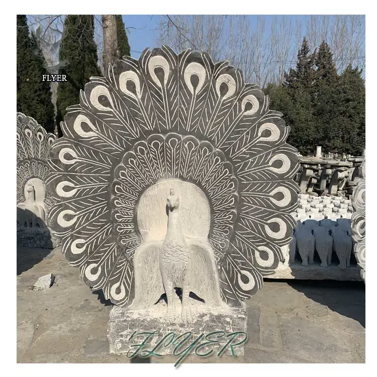 Low Price Abstract Stone Carvings and Sculptures Stone Peacock Sculpture