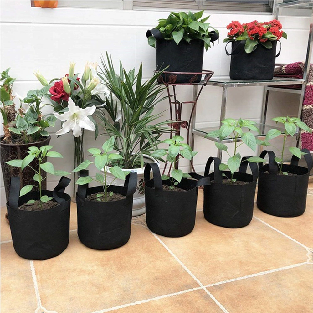 Bricolaje Non-Toxic Outdoor de tela resistente ollas de zanahoria creciente se ocupa de la planta 1 3 5 7 10 15 Galones crecer bolsas para vivero