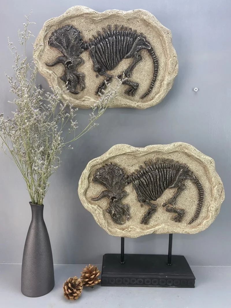 Set von 2 Kunstharz Handwerk Home Dekoration Polyresin Dinosaur Fossil Tischdekor und Wand Art Deco für Wohnzimmer, Büro, Schlafzimmer Souvenir Hauswarmer Geschenk