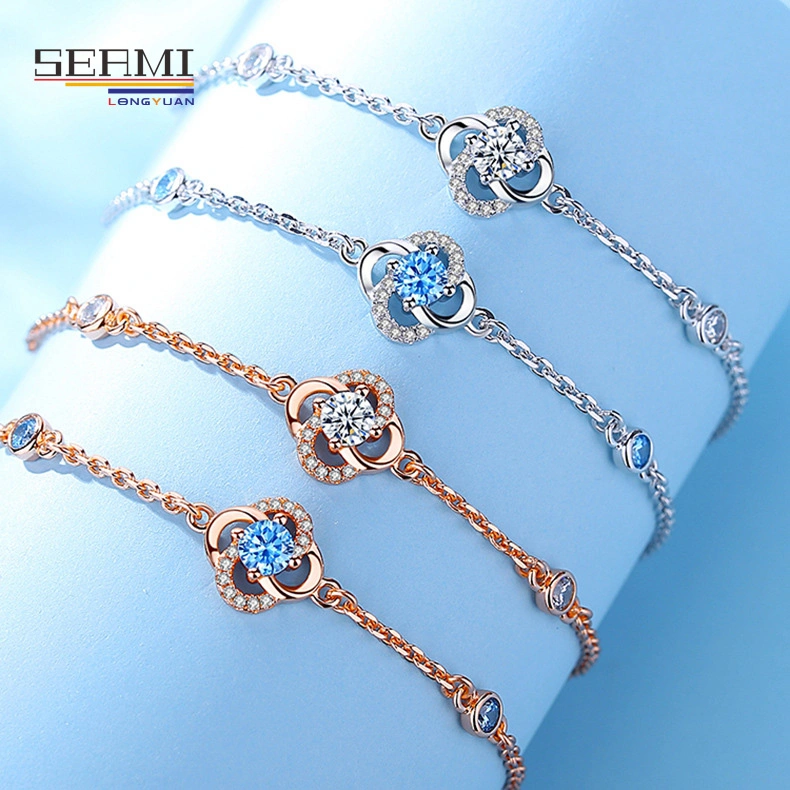 S925 Silver Lucky Four-Leaf Clover Bracelet Flower Boudoir Wrist Accessories Bracelets