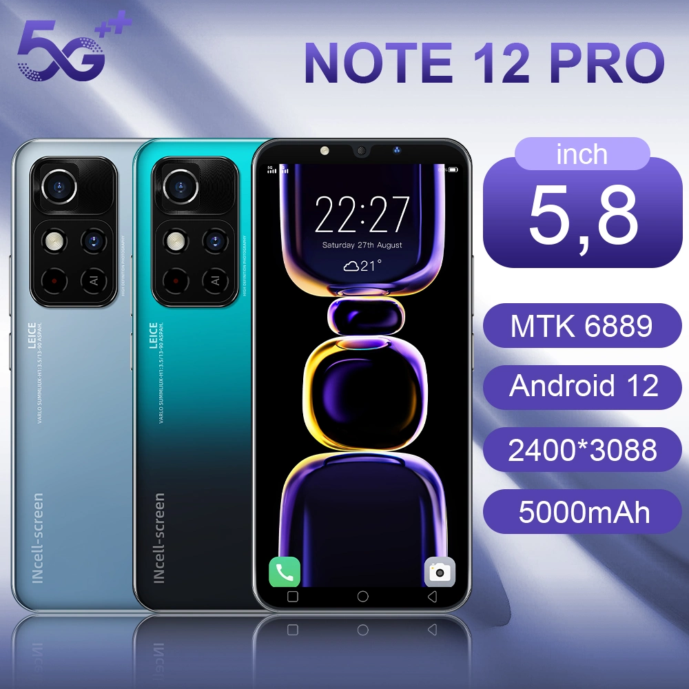 Hot Sale Brand New Phone Model Note12 PRO 16GB 1 T, 8GB 512GB, 4GB 64GB, 6GB 128GB, 8GB 256GB Android Smart Phone, Viqee Mobile Phones OEM/ODM