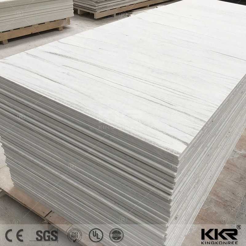 Engineered Artificial White Marble Solid Surface Stone Panel Slab for Countertop/Vanity Tops