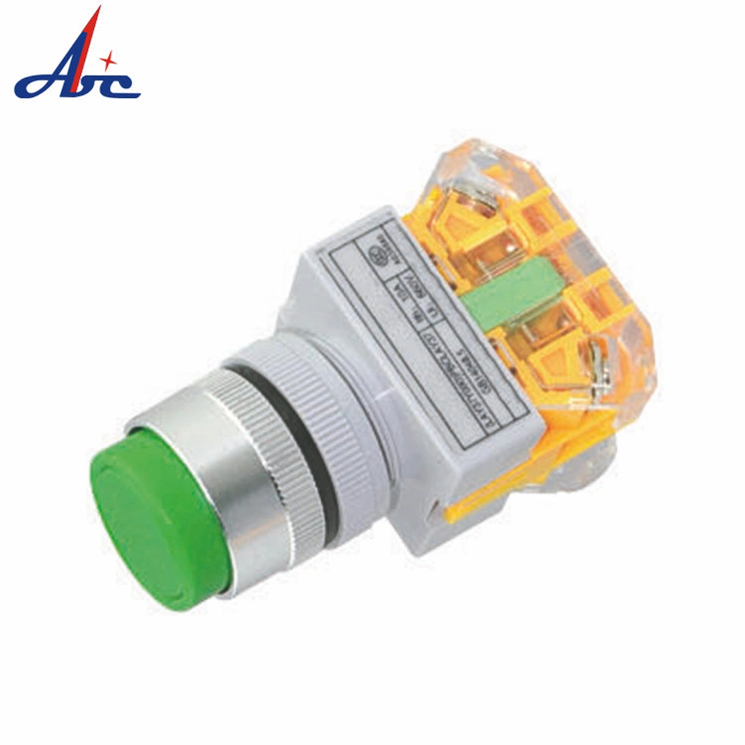 Green Head Semi-Enclosed Base Extended Button Self-Locking Push Switch