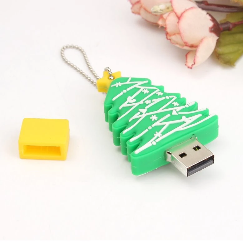 Popular 2020 Years Christmas Tree Shape USB Flash Drive 1GB-64GB Custom PVC USB for Christmas