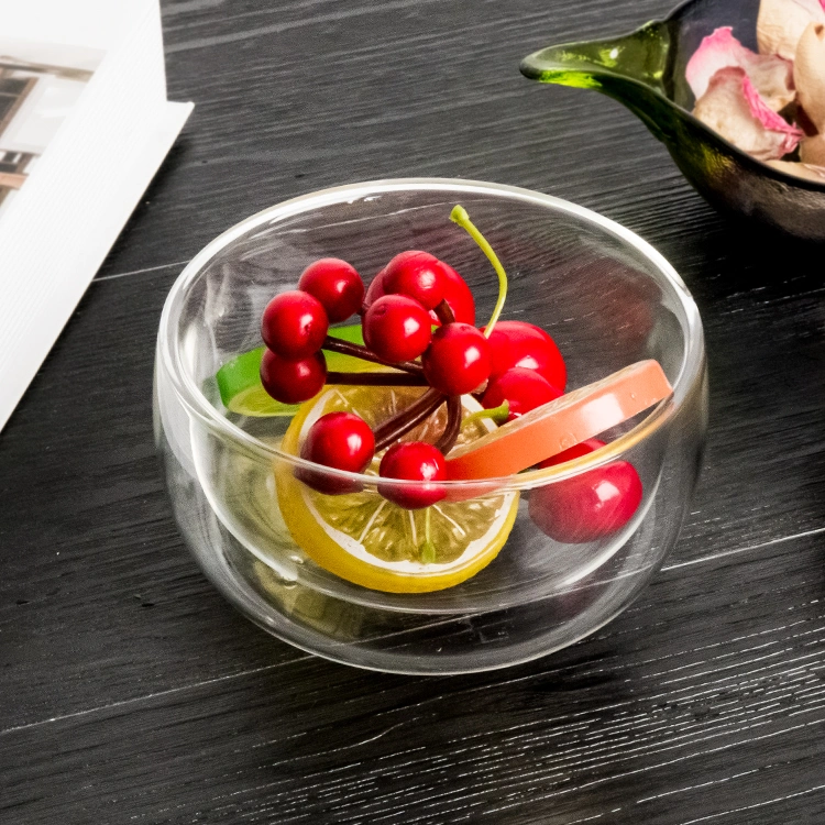 Salad Dessert Fruit Clear Simple Double Wall Bowl Crystal Food Grade 5inch