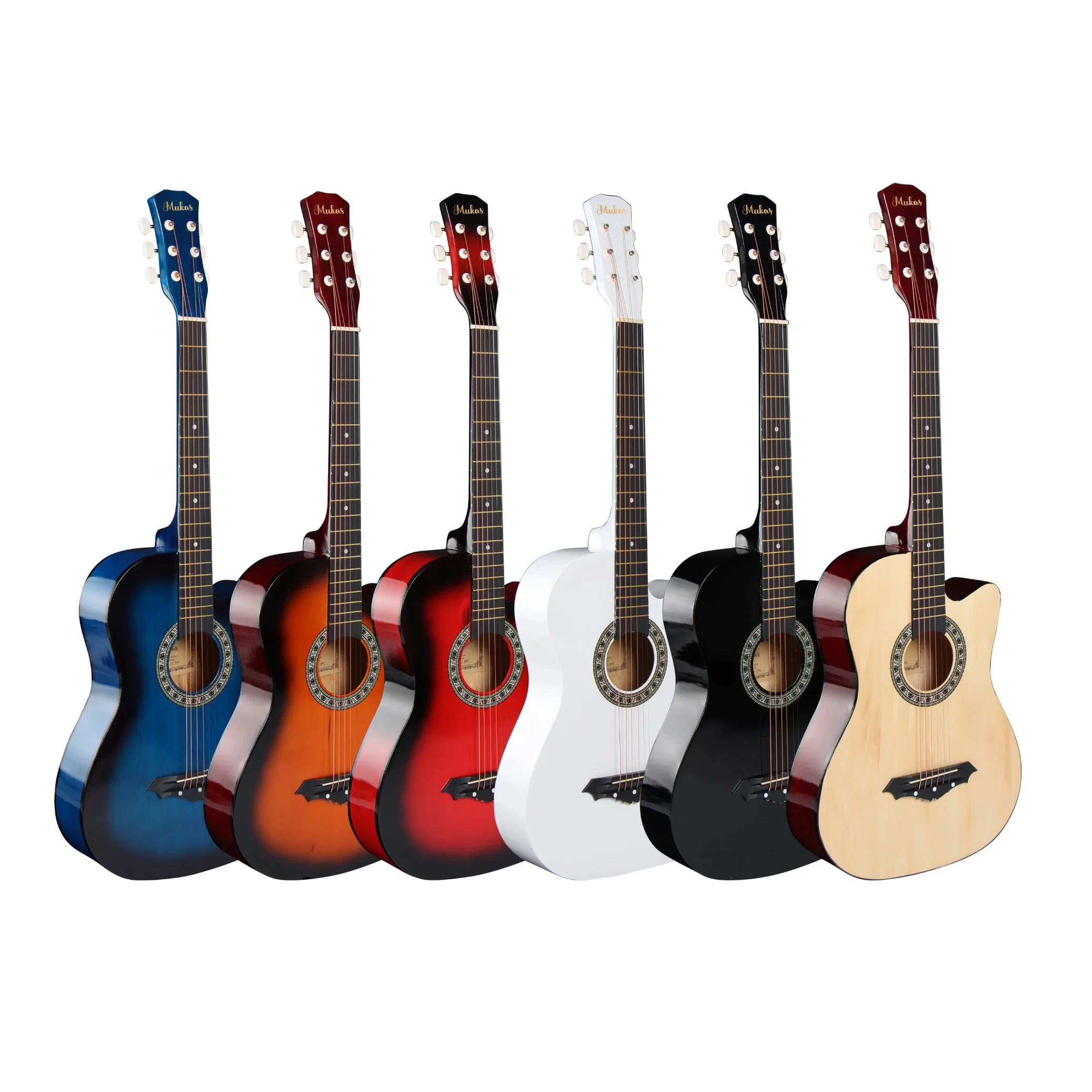 OEM/ODM Instruments de musique Polissage Guitare acoustique en bois de tilleul de 38 pouces avec cordes