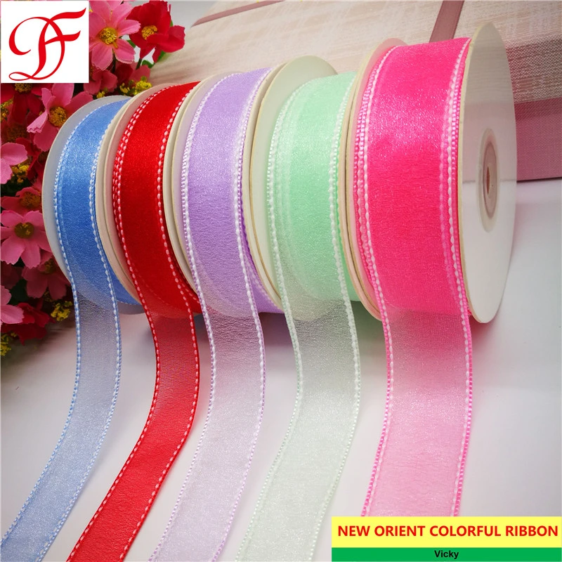 Factory Shining Sheer Organza Grosgrain Satin Ribbon Double/Single Face Hemp Taffeta Herringbone Ribbon Xmas Ribbon Bow Crafts/Gift/Box/Underwear