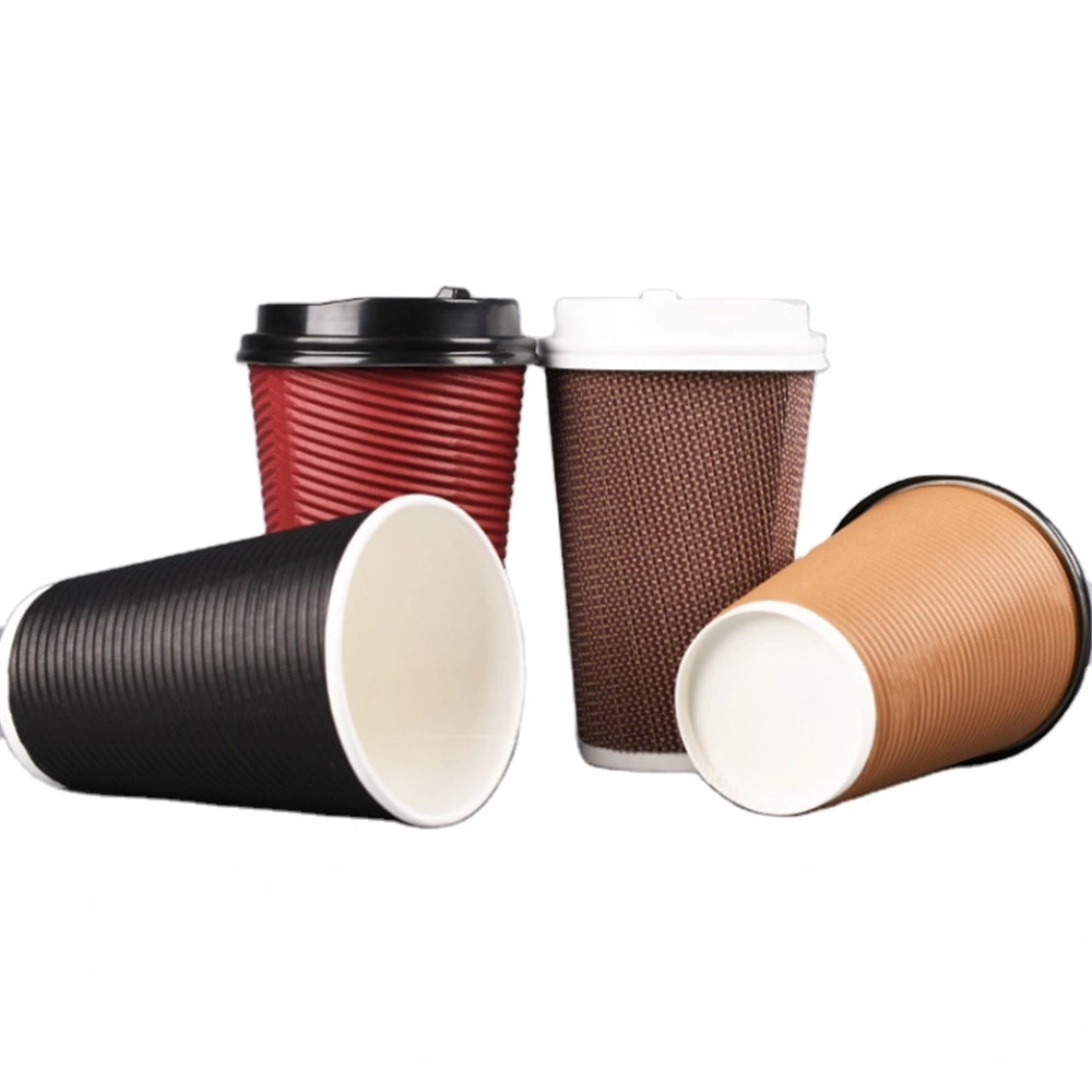 Custom Black Thicken Disposable Corrugated Coffee Paper Cups