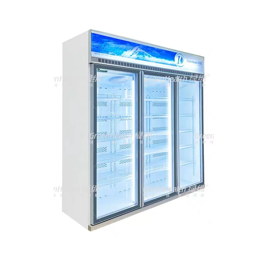 Wholesale/Supplier Dynamic Cooling Double Transparent Glass Door Refrigerator Freezer with Inverter Compressor