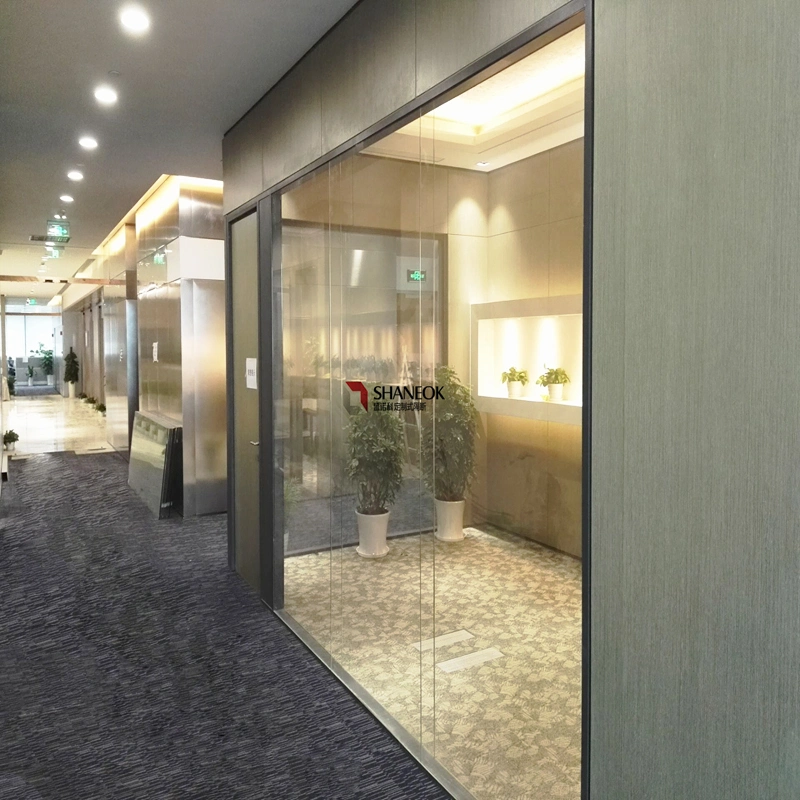 Shaneok Aluminium Profile Office Partition, Double Glass Partition Wall