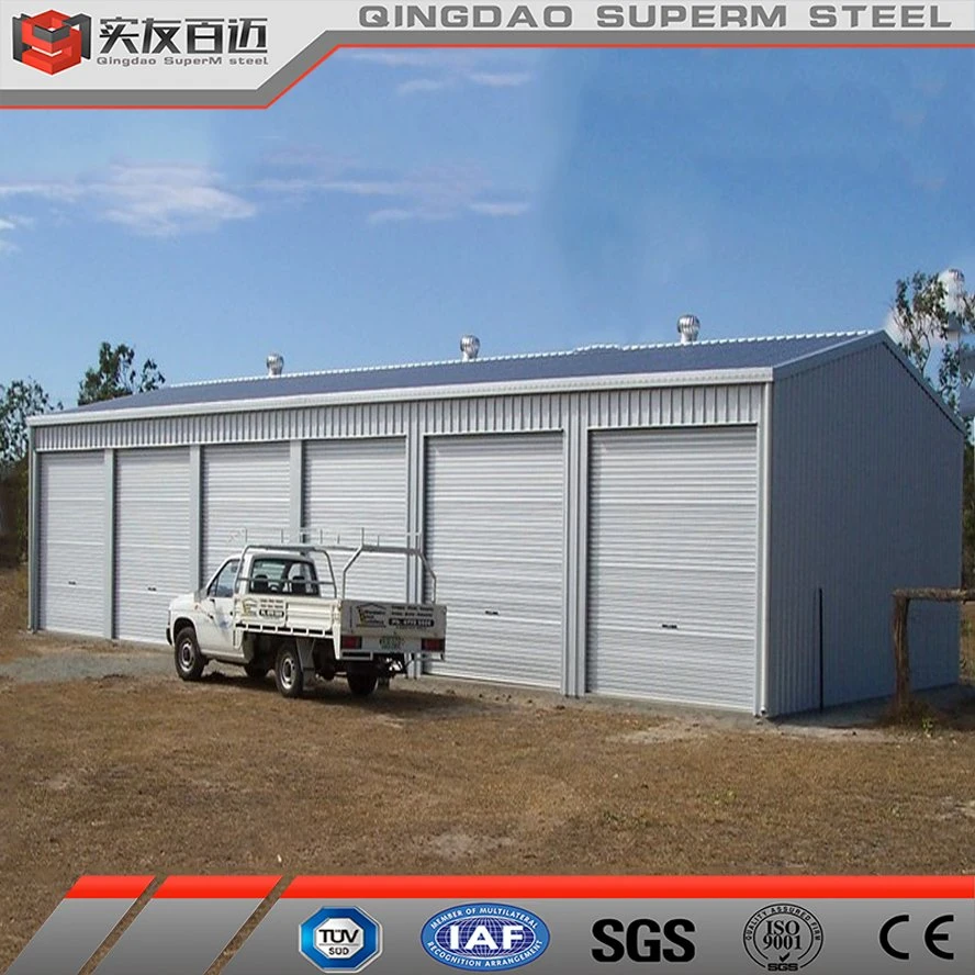 Prefab Light Steel Warehouse Construction Metal Sheet Workshop Offices Kits Insulated Panel 2-3 Cars Parking Carport Garage for Barndominium Homes