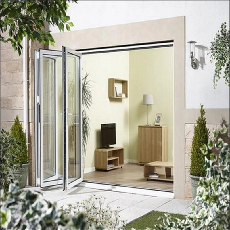 Puertas plegables exterior doble vidrio y aluminio doble acristalamiento y puertas