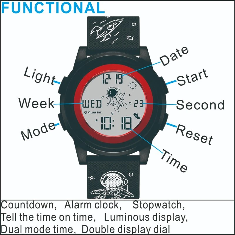 Printed Watch Outdoor Digital Stop Watch Electronic Watch Sports Men Waterproof