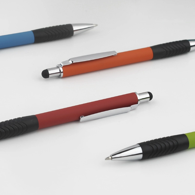 Rubberized Promotional Personalized Touch Screen Stylus Aluminum Metal Ballpoint Pen