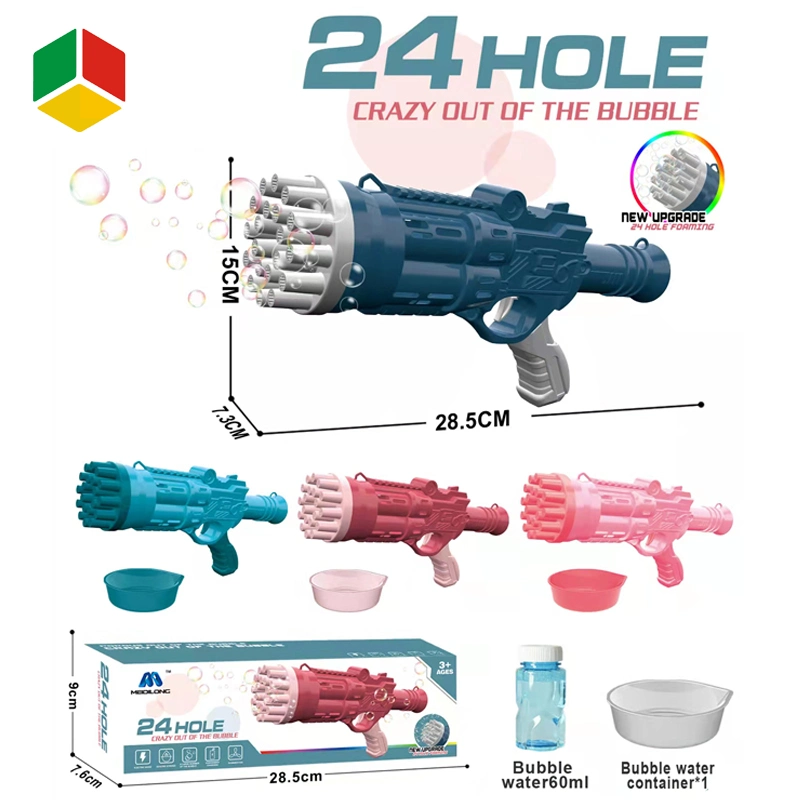 QS 24 Löcher riesige automatische Raketenabwehr Bubble Gun Spielzeug Gatling Bubble Gun für Kinder Outdoor elektrische Bubble Gun mit Licht für Kinder Spielzeug