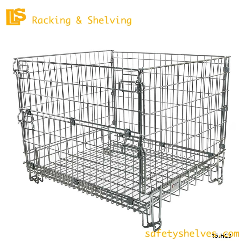 Foldable Wire Mesh Metal Roll Cage Warehouse Storage Container Cage for Warehouse Storage