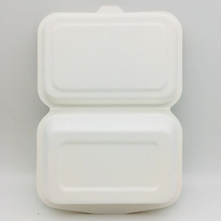 100% Bagasse Pulp Tableware Clamshell Lunch Box Food Container