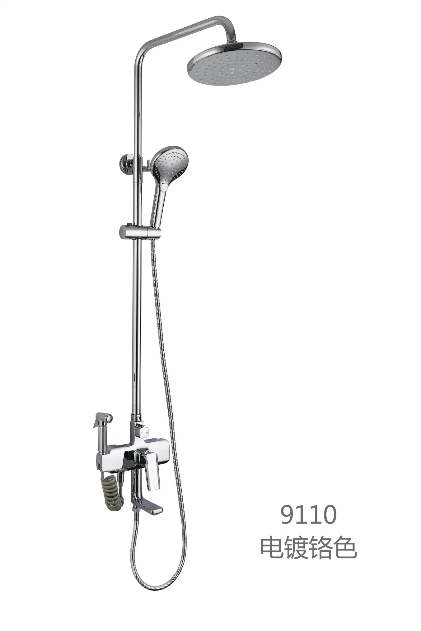 Deluxe Chrome Shower Top Spray Rain Shower Handheld, Brass Three Function Shower Set