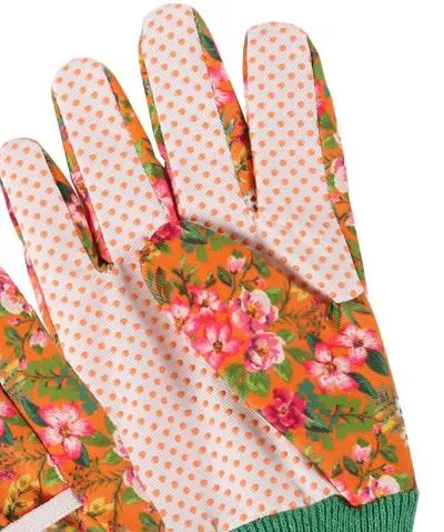 China Wholesale/Supplier Price Knitted Floral Cotton Back & PVC Dots Palm Garden Safety Work Gloves