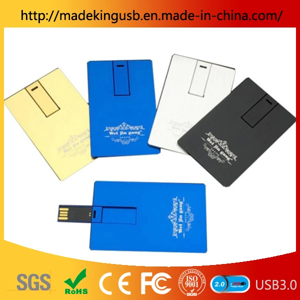 Hot Sale Metal Credit Card USB Flash Drive /USB Pen Drive with Color Printing Logo on Both Sides for Promotional Gift (USB 2.0/3.0)