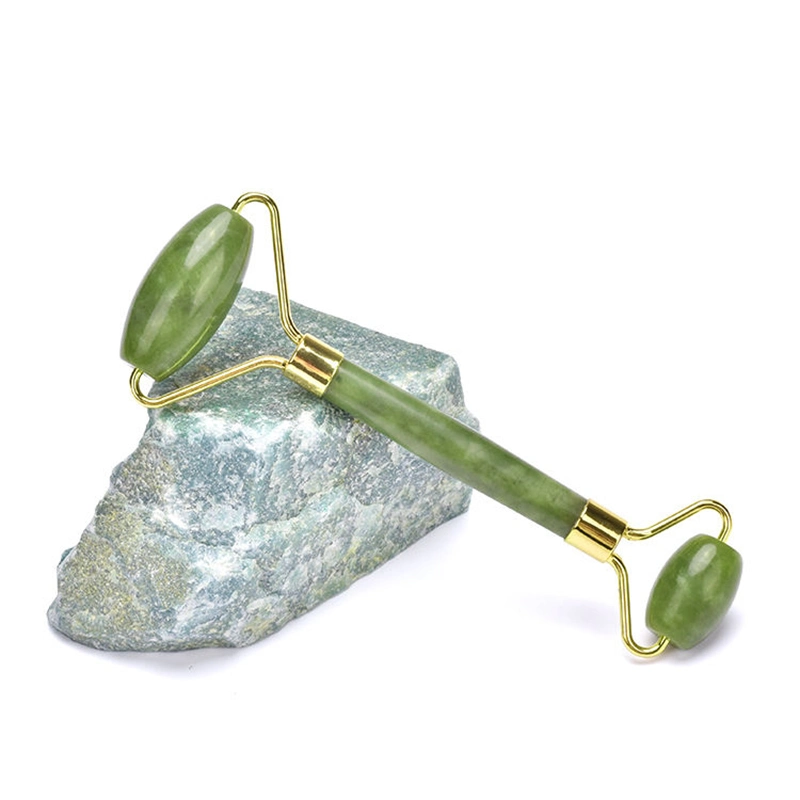 2022 Masaje facial Gemstone Natural Rodillo de elevación de la cara Masajeador Rosa Verde Cuarzo Piedra Jade Roller