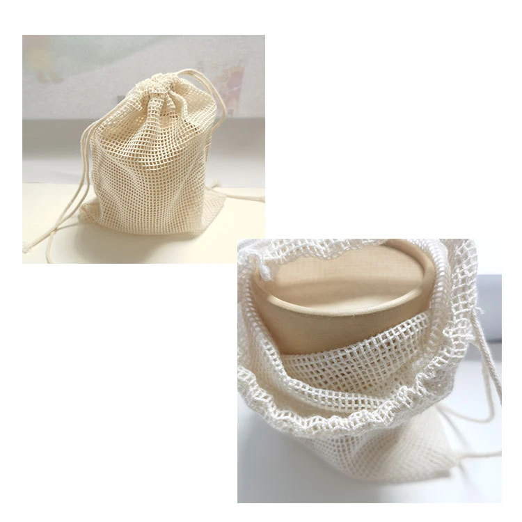 Drawing Mesh Net Organic Cotton Wash Bag Eco-Friendly Mesh Reusable Bag