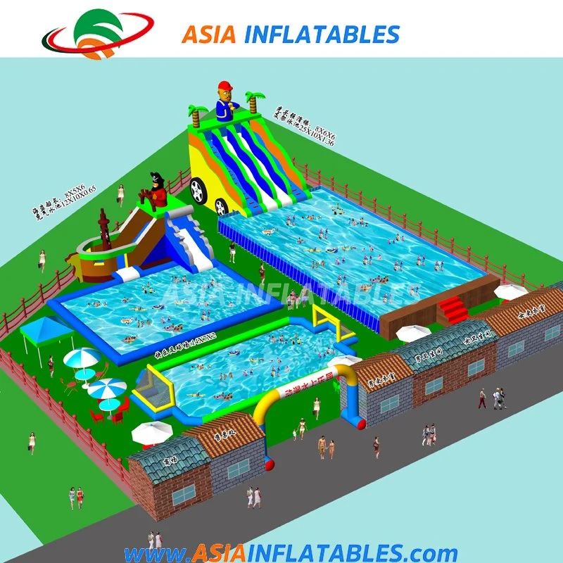 New Design Inflatable Water Playground Amusement Park with Water Slide Pool