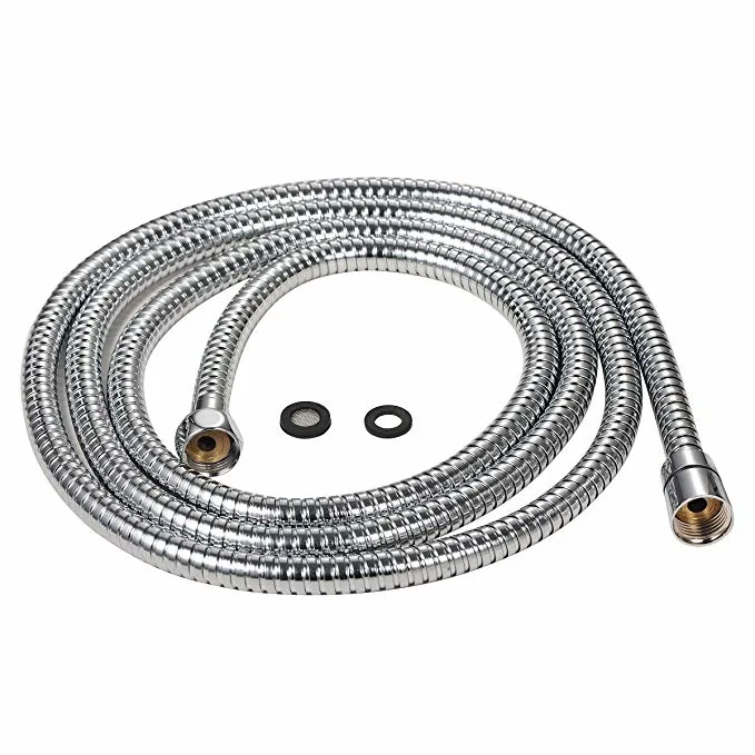 Sanitary Ware Fittings Showerhead Connected Flexible Stainless Steel Bathroom Bathtub Braided Reinforced Double Lock Chrome Plated Extensible Shower Head Hose