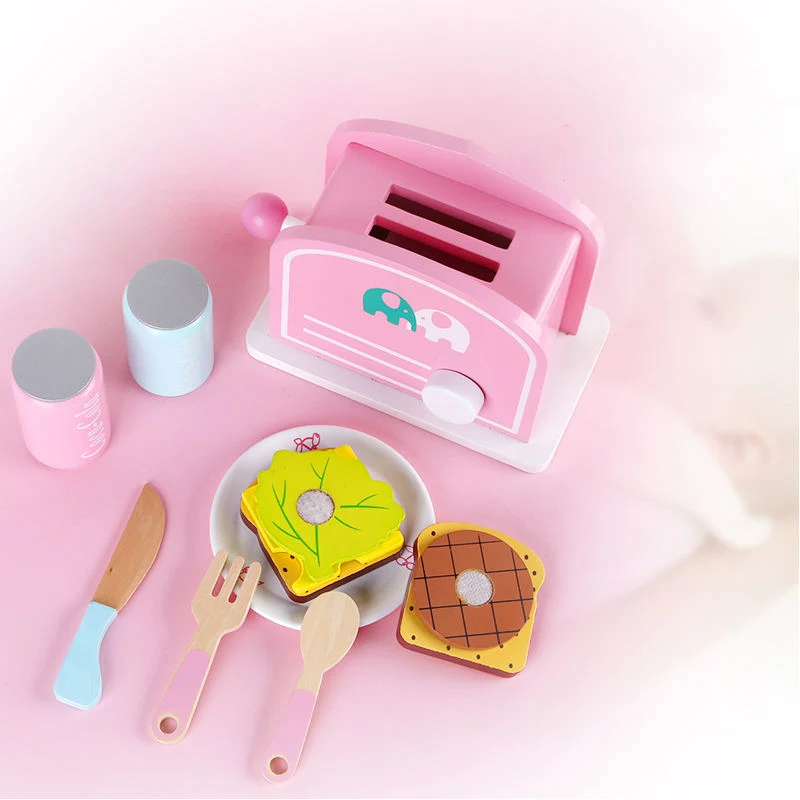 Mini Pink Wooden Toaster Children&prime; S Toys