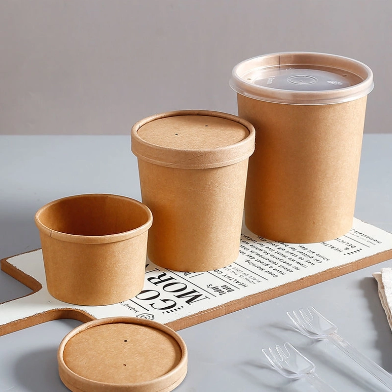 High Quality Disposable Biodegradable Takeaway Packaging Container Paper Hot Soup Cup Take Away Food