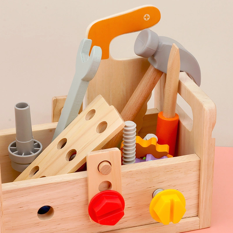 Children's Wooden Portable Toolbox Toys Boys Early Education Puzzle Screw