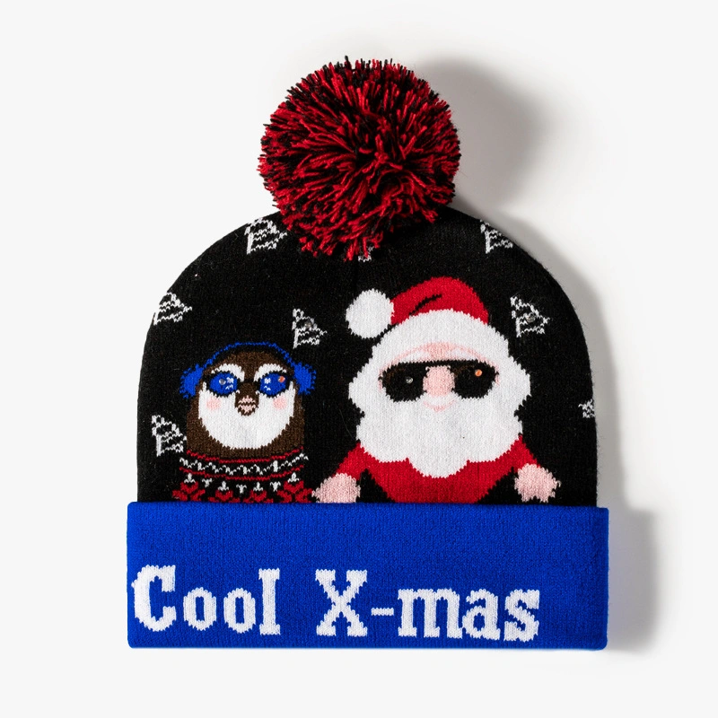 Original Factory OEM Custom Christmas Knitted Acrylic Beanie Hat with LED