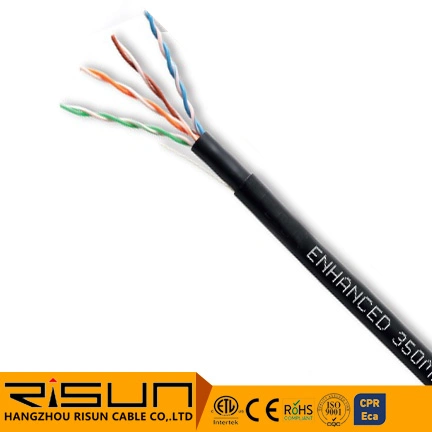 Cat5e 24AWG UTP Solid Double Jacket PVC PE Cable