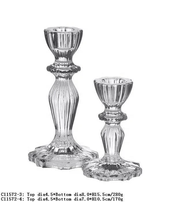 Classic Home Decor Striped Elegant Tapered Glass Candle Holder