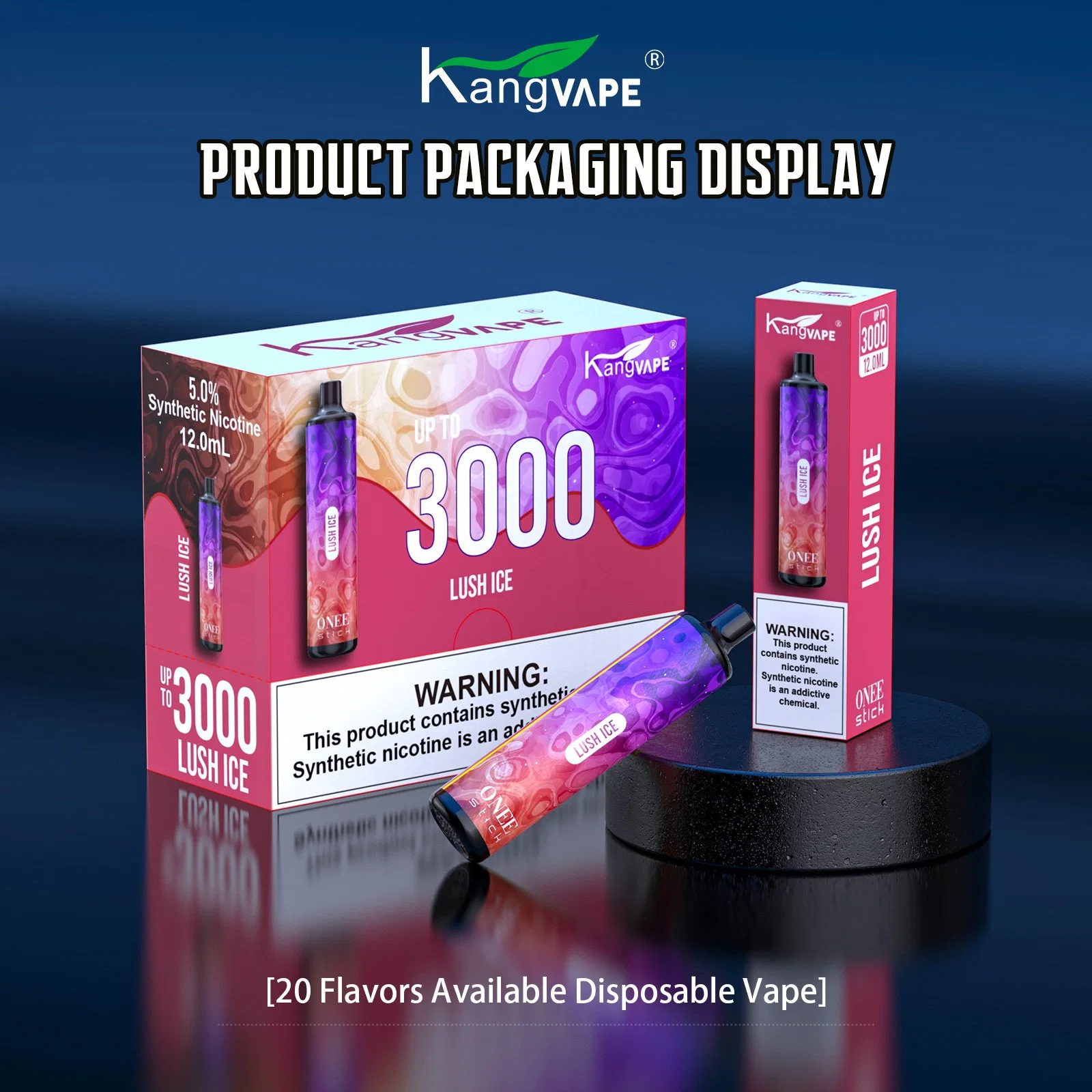 Onee Stick 3000 Puff، صنع بواسطة Kangvape، 10 سنوات مصنع العلامة التجارية، جودة جيدة وأفضل سعر، مرحبا بكم المزيد