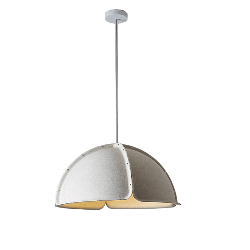 Beige Warm and Comforting Recycled Plastic Fiber Acoustic Shade Pendant Lamp to Office Environments and Busy Public Spaces