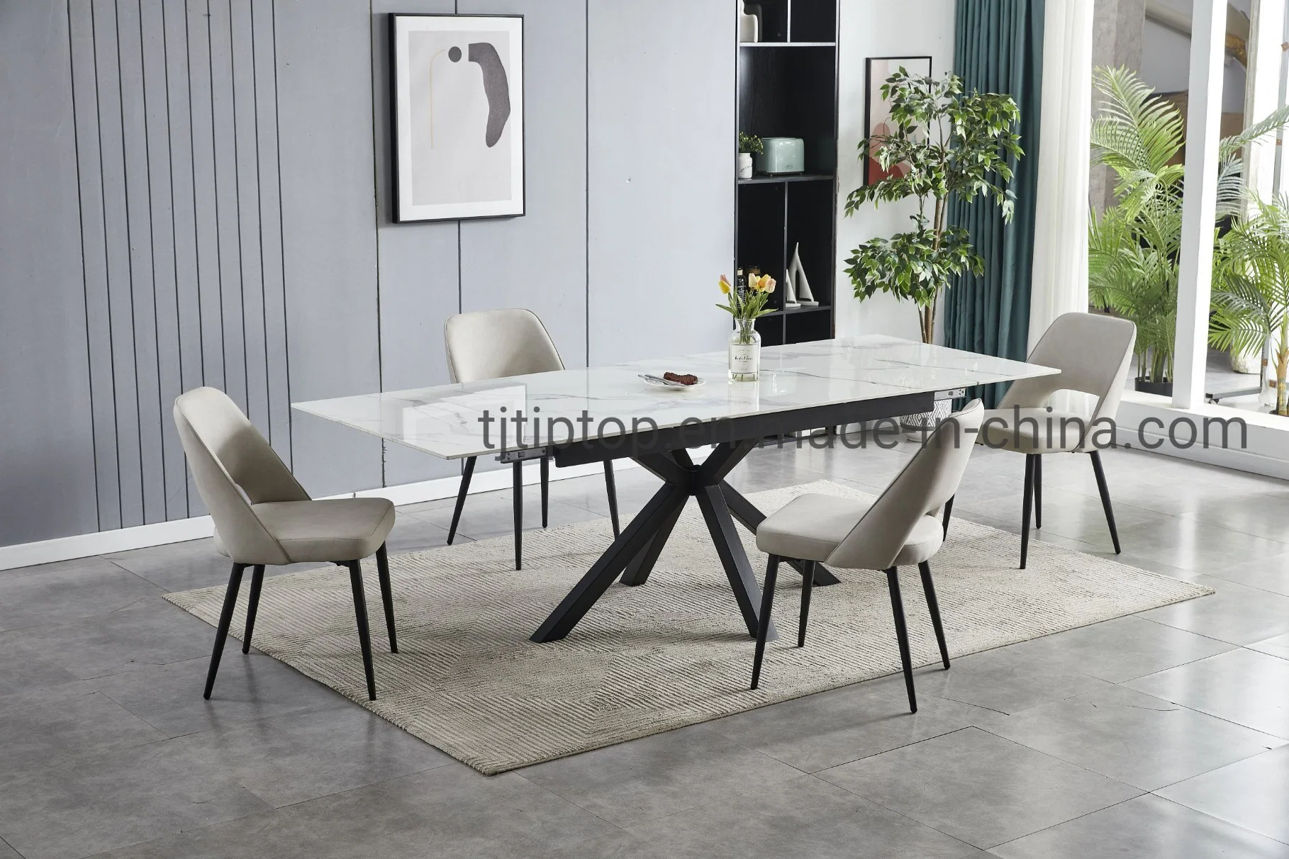 Hot Sale Modern Metal Leg Sintered Stone Restaurant Dining Table