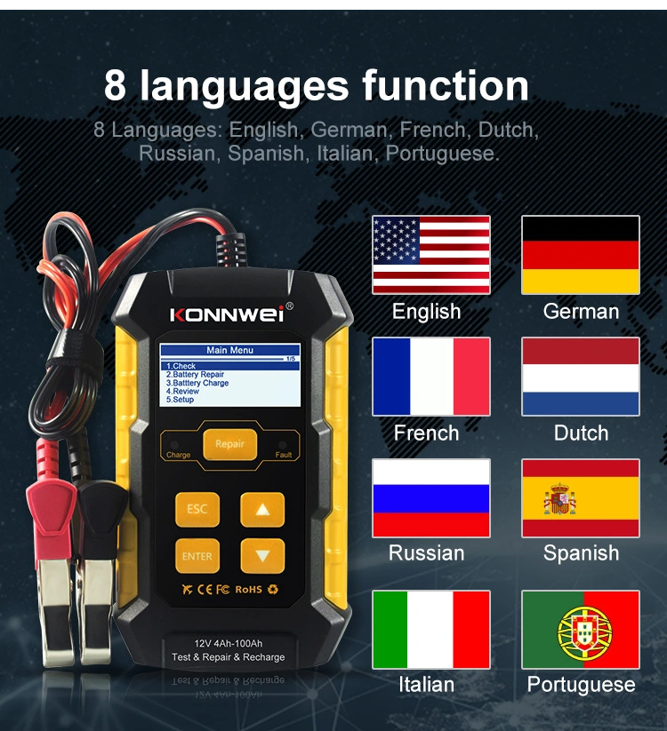 Kw510 Car Battery Tester with Repair and Charge Function